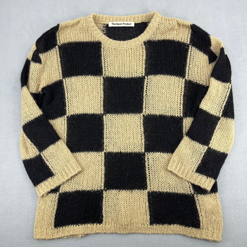 The‎ Open Product Womens Checkerboard Alpaca Wool Blend Sweater Beige Size 2